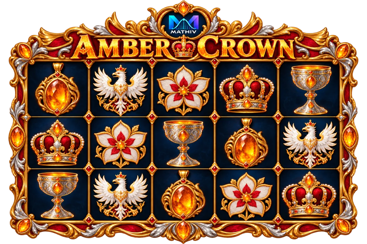 Mathiv: Amber Crown five-reel, three-row concept with matching themed symbols